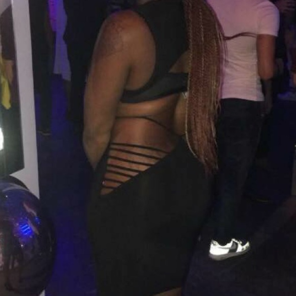 Sexy black back out low rise dress